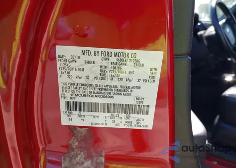 2010 Ford Escape Limited from USA, damaged, VIN 1FMCU9EG0AKD06905